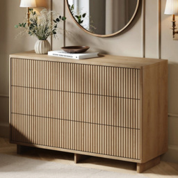SOLACE+CO Velmor Oak 6 Drawer Ribbed Chest of Drawers - thumbnail 1