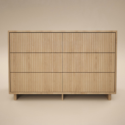 SOLACE+CO Velmor Oak 6 Drawer Ribbed Chest of Drawers - thumbnail 3