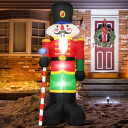 StarBright Nutcracker Soldier with Candy Scepter LED Inflatable Christmas Decoration 7.8ft