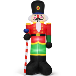 StarBright Nutcracker Soldier with Candy Scepter LED Inflatable Christmas Decoration 7.8ft - thumbnail 3