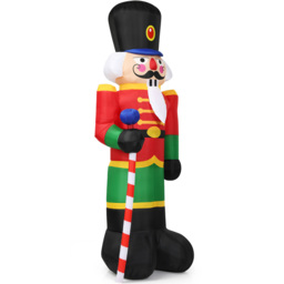 StarBright Nutcracker Soldier with Candy Scepter LED Inflatable Christmas Decoration 7.8ft - thumbnail 2