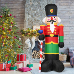 StarBright Nutcracker Soldier with Candy Scepter LED Inflatable Christmas Decoration 7.8ft - thumbnail 4