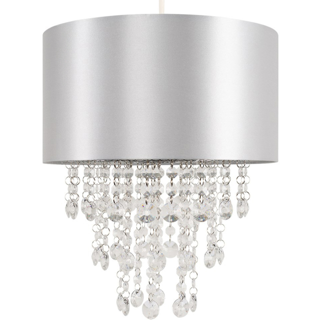 ValueLights Jesmond Grey Fabric with Droplet Easy Fit Ceiling Light Shade - image 1