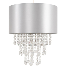 ValueLights Jesmond Grey Fabric with Droplet Easy Fit Ceiling Light Shade