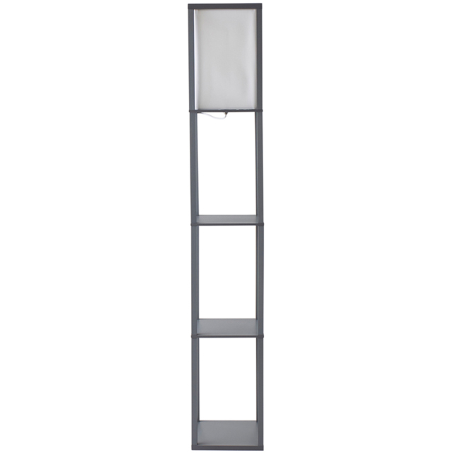 ValueLights Struttura 3 Shelf Grey Shelving Unit Floor Lamp with Fabric Shade - image 1