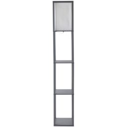 ValueLights Struttura 3 Shelf Grey Shelving Unit Floor Lamp with Fabric Shade