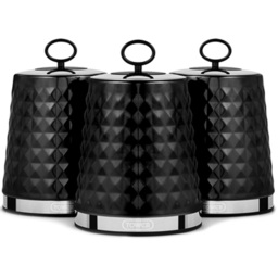 Tower Solitaire EEJB283 Black Bread Bin with 3 Piece Canister Set - thumbnail 3