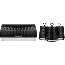 Tower Solitaire EEJB283 Black Bread Bin with 3 Piece Canister Set - thumbnail 1