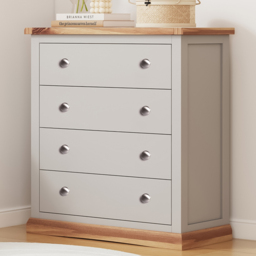 Bomporto 4 Drawer Light Grey Chest of Drawers with Chrome Knobs