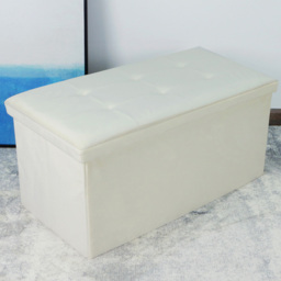 Seville Cream Brushed Velvet Padded Storage Trunk