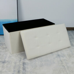 Seville Cream Brushed Velvet Padded Storage Trunk - thumbnail 3