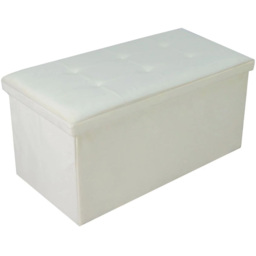 Seville Cream Brushed Velvet Padded Storage Trunk - thumbnail 2