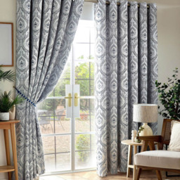 Alan Symonds Victoria Room Darkening Ring Top Eyelet Curtains Blue 168 x 183cm