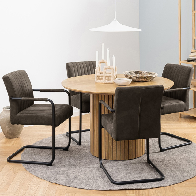 Yale 4 Seater Dining Table Set Oak and Anthracite Grey - image 1