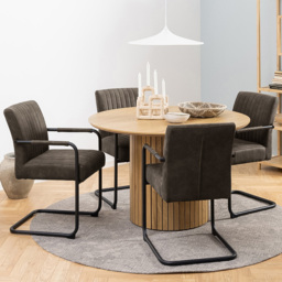 Yale 4 Seater Dining Table Set Oak and Anthracite Grey