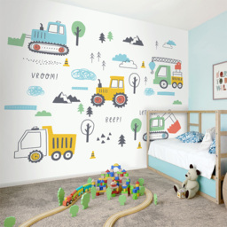 Origin Murals Tractors and Diggers Gold Wall Mural