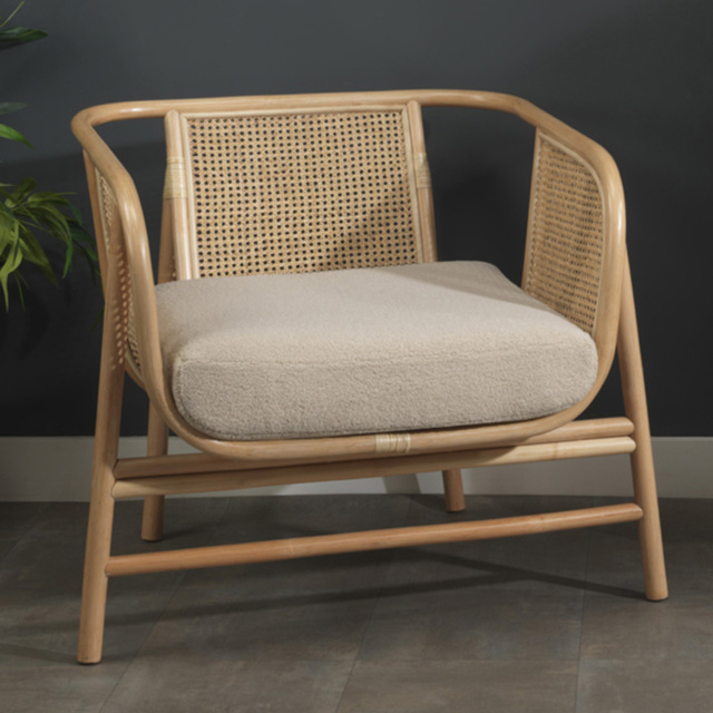 Desser Seoul Cream Boucle Latte Rattan Chair - image 1