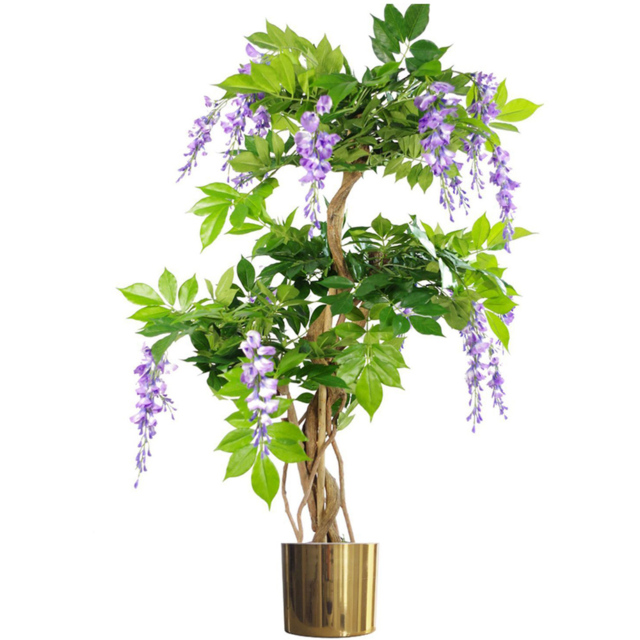 Leaf Artificial Wisteria Tree Plant in Gold Planter 3.6ft - image 1