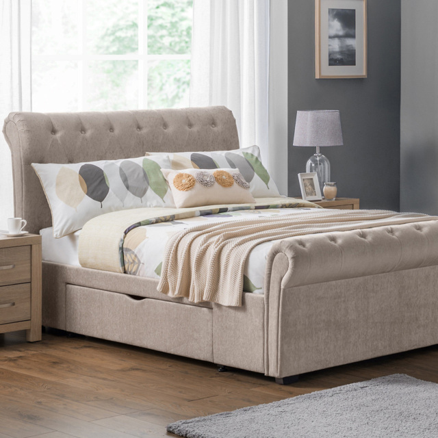Julian Bowen Ravello King Size 2 Drawer Mink Storage Bed - image 1