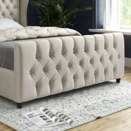 Donati Silver Single Velvet Upholstered Bed Frame with Straight Curved Top Headboard - thumbnail 4