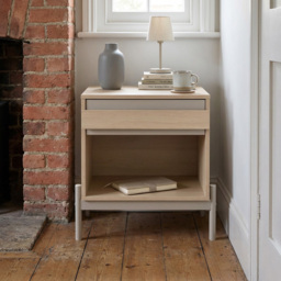 Sofia Natural Single Drawer Single Shelf Bedside Table - thumbnail 4