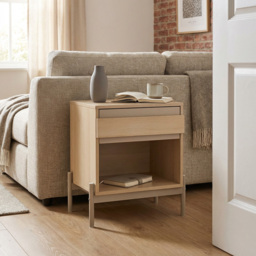 Sofia Natural Single Drawer Single Shelf Bedside Table - thumbnail 2