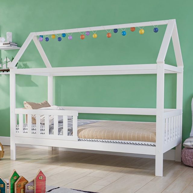 Noomi Alisa White Single Continental Wooden House Bed - image 1