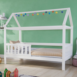 Noomi Alisa White Single Continental Wooden House Bed - thumbnail 1