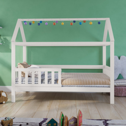 Noomi Alisa White Single Continental Wooden House Bed - thumbnail 3