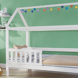 Noomi Alisa White Single Continental Wooden House Bed - thumbnail 2