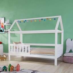 Noomi Alisa White Single Continental Wooden House Bed - thumbnail 4