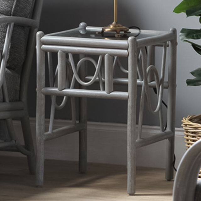 Desser Bali Grey Natural Rattan Side Table - image 1