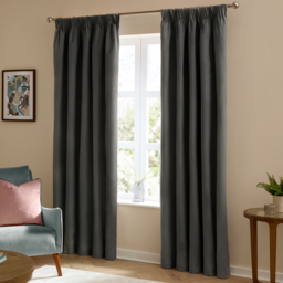 Furn The Ultimate Velvet Fully Lined Pencil Pleat Curtains Charcoal 229 x 137cm