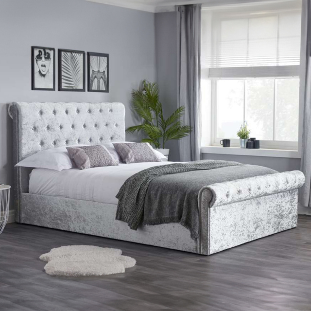 Sienna Small Double Grey Ottoman Bed Frame - image 1