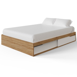 GFW Kai Oak and White Small Double 2 Drawer Platform Storage Bed - thumbnail 2