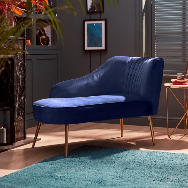 Gigi Velvet Chaise Longue - Midnight