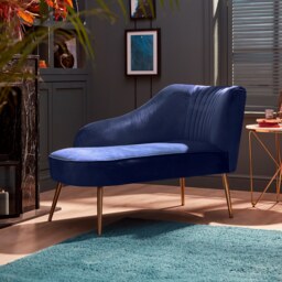 Gigi Velvet Chaise Longue - Midnight - thumbnail 1