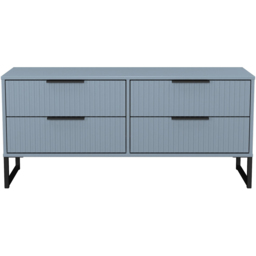 Crowndale Fluted 4 Drawer Denim Blue Bed Box Ready Assembled - thumbnail 2