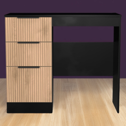 Crowndale Java Slatt Effect and Black 3 Drawer Vanity Unit