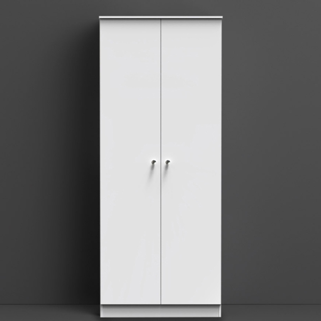 Crowndale Yarmouth White 2 Door Tall Wardrobe Ready Assembled - image 1