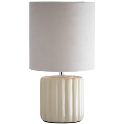 Kliving Zoe Cream Velvet Shade Ceramic Table Lamp