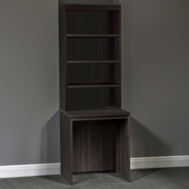 R White Cabinets Black Small 4 Shelf Laptop Desk with Hutch - image 1