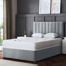 DS Living Amelia Double Silver Upholstered Panel Divan Bed