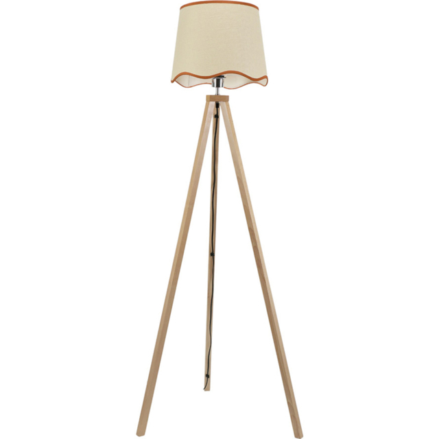 ValueLights Barbro Natural Tripod Floor Lamp with Rust Trim Scallop Shade and Bulb - image 1