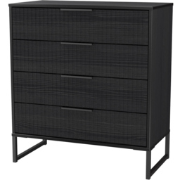 Crowndale Fluted 4 Drawer Black Ash Chest of Drawers Ready Assembled - thumbnail 4