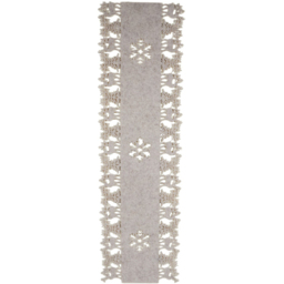 Grey Reindeer and Snowflake Felt Christmas Table Runner 120 x 30cm - thumbnail 1