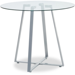 Premier Housewares Metropolitan 4 Seater Glass Round Dining Table with Grey Legs - thumbnail 2