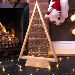 St Helens Festive Light Up Wooden Christmas Tree - thumbnail 2