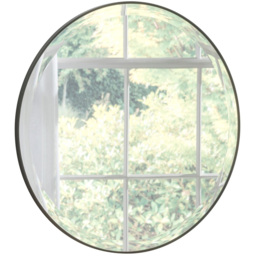 Yearn Simplicity Black Round Bevelled Wall Mirror 46cm