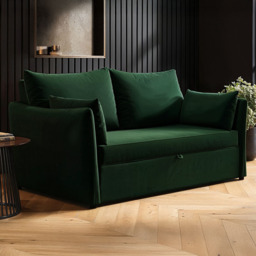 SOLACE+CO Skyler Bottle Green 2 Seater Velvet Sofa Bed - thumbnail 1